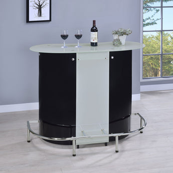 Lacewing 1-Shelf Bar Unit Glossy Black And White - MartincFurniture
