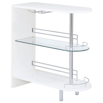 Adolfo 3-Tier Bar Table Glossy White And Clear - MartincFurniture