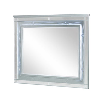 Gunnison Dresser Mirror With LED Lighting Silver Metallic - MartincFurniture