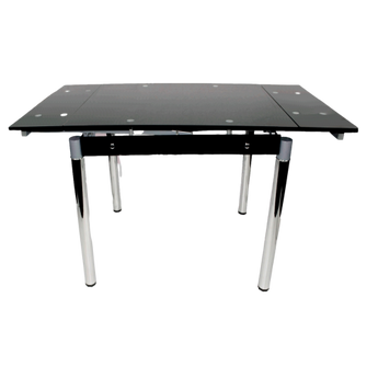 Mesa de Comedor Moderna con Vidrio Templado y Patas Cromadas Elegantes
