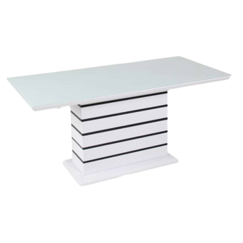 Mesa Comedor Moderna Cristal Templado 8mm MDF Brillante Acero Inoxidable