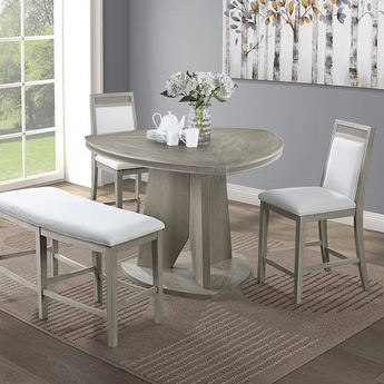 Elegante Juego Comedor Gris Clive: Mesa Moderna, 4 Sillas Cómodas