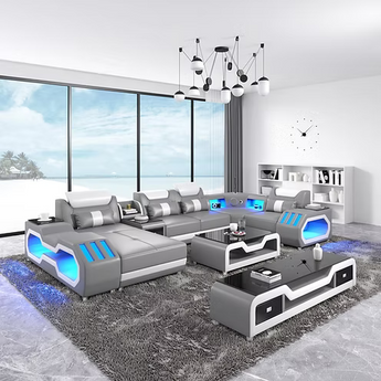 Seccional Nevada Gris y Blanco: Sofá Modular Cómodo, Amplio y Moderno