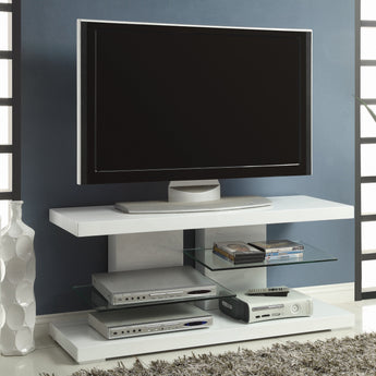 Cogswell 2-Shelf TV Console Glossy White - MartincFurniture