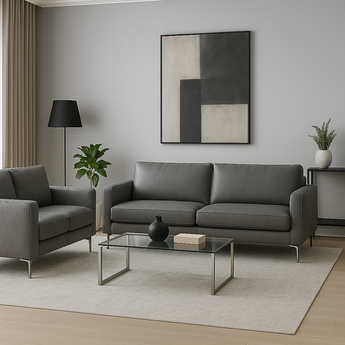 Juego de Sofá Noruega Gris Claro Diseño Moderno Elegante Patas Negras