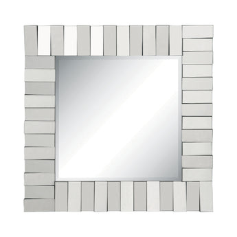 Tanwen Square Wall Mirror With Layered Panel Silver - MartincFurniture