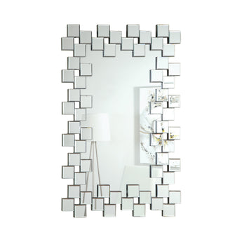 Pamela Frameless Wall Mirror With Staggered Tiles Silver - MartincFurniture