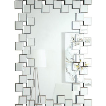 Pamela Frameless Wall Mirror With Staggered Tiles Silver - MartincFurniture