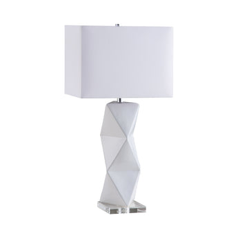 Camie Geometric Ceramic Base Table Lamp White - MartincFurniture