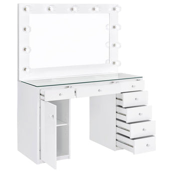 Acena 7-drawer Vanity Set with Lighting Grey High Gloss