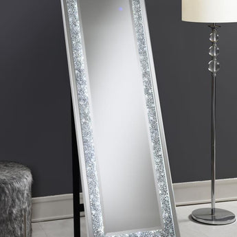 Carisi 22 x 61 Inch Faux Crystal LED Standing Mirror Silver