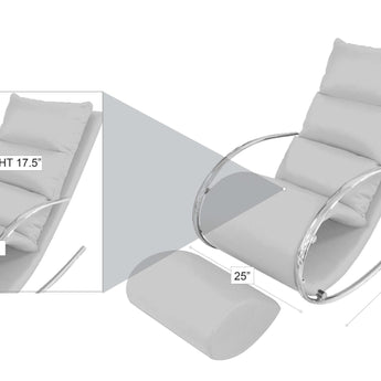 Sillón Mecedora Negro Moderno de Cuero PU con Otomana Cómoda