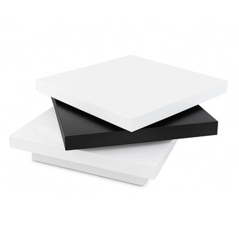 Mesa de Centro Giratoria Moderna Aria Lacado Blanco-Negro-Blanco Lujo Ajustable