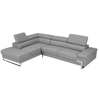 Seccional Sofá Moderno Athena Gris Izquierdo con Chaise y Patas Metálicas
