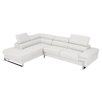Sofá Seccional Athena Moderno Blanco Izquierdo, Respaldo Ajustable y Patas Metálicas
