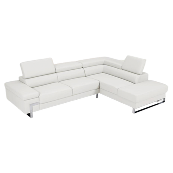 Sofá Seccional Athena Blanco Moderno con Patas Metálicas y Reposacabezas Ajustables
