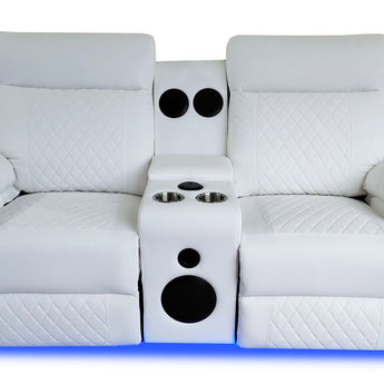 Sofá Reclinable Eléctrico Baltimore Blanco: Confort Premium con LED y Audio