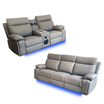 Sofá Reclinable Eléctrico Baltimore Gris: Lujo, Confort y Entretenimiento