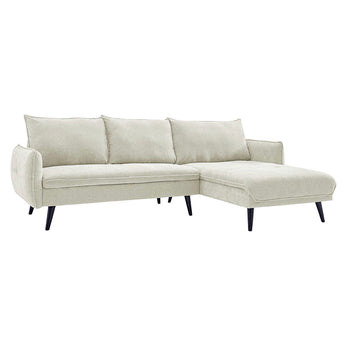 Elegante Sofá Seccional PARIS: Beige Claro, Moderno Mid-Century, Chaise Derecha