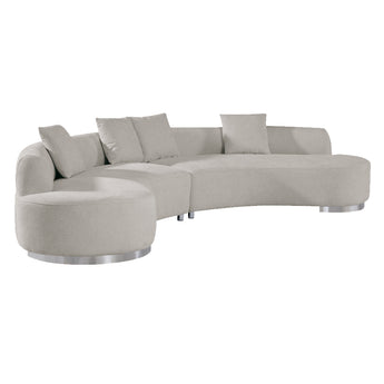 Sofá Contemporáneo Brickell Crema, Diseño Mid-Century, Tapicería Bouclé Suave