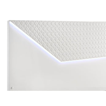 Cama King Brooklyn: Cabecero LED, Laca Blanca Moderna, Detalles Artesanales Exclusivos