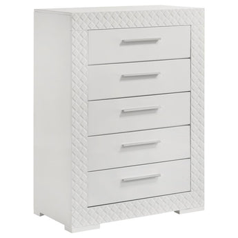 Cómoda Brooklyn Laca Blanca Moderna con 3 Cajones para Dormitorio Elegante