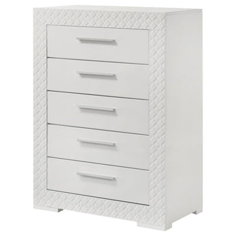 Cómoda Brooklyn Laca Blanca Moderna con 3 Cajones para Dormitorio Elegante