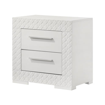 Mesita de Noche Brooklyn Moderna Lacado Blanco Elegante Diseño Minimalista Dormitorio