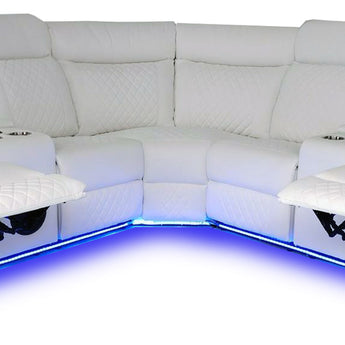 Seccional Eléctrico CHICAGO Blanco, Reclinable, Confort Lujoso, Diseño Moderno y Espacioso