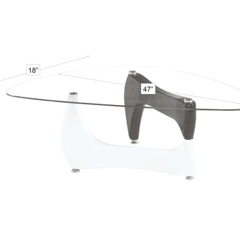 Mesa de Centro Camila Brillante Blanca y Gris, Tapa de Cristal