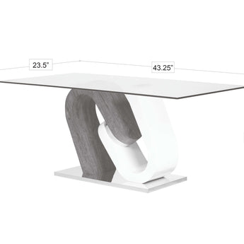 Mesa Centro Anoris: Base Blanca Brillante, Cristal Transparente, Diseño Moderno Elegante