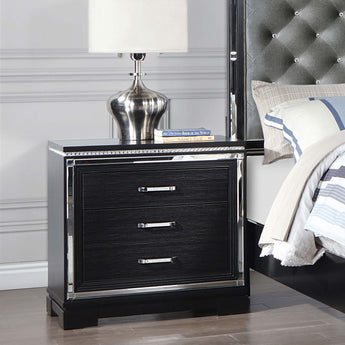 Cappola Rectangular 2-Drawer Nightstand Silver And Black - MartincFurniture