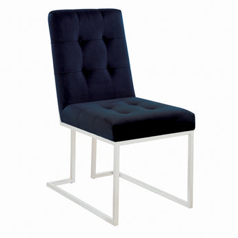 Cisco Upholstered Dining Chairs Ink Blue And Chrome - MartincFurniture