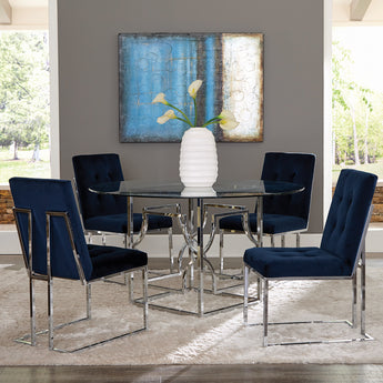 Cisco Upholstered Dining Chairs Ink Blue And Chrome - MartincFurniture