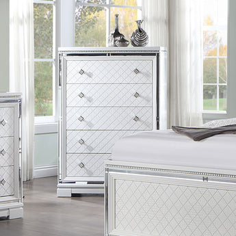 Eleanor Rectangular 5-Drawer Chest White - MartincFurniture