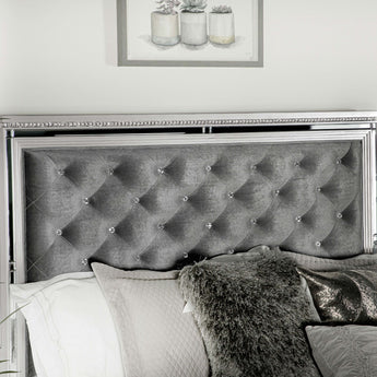 Eleanor Upholstered Tufted Bed Metallic Queen - MartincFurniture