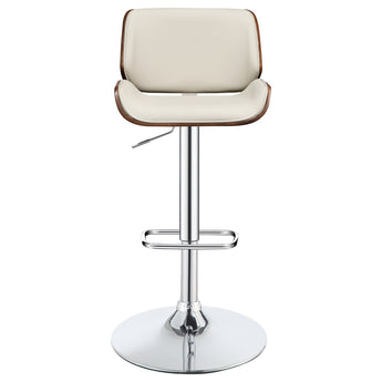 Folsom Upholstered Adjustable Bar Stool Ecru And Chrome - MartincFurniture