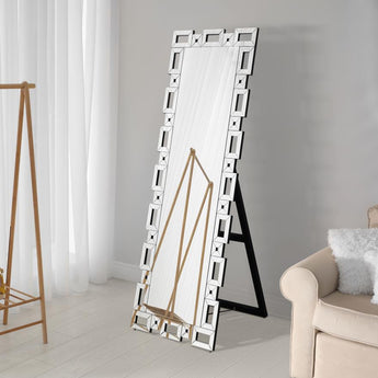 Forman Interlocking Greek Frameless Wall Mirror Silver - MartincFurniture