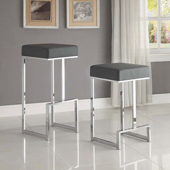 Gervase Square Bar Stool Grey And Chrome - MartincFurniture