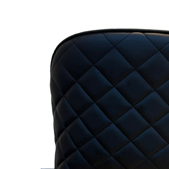 Silla de Comedor Hill Negra Moderna con Respaldo Capitoné y Patas Cromadas