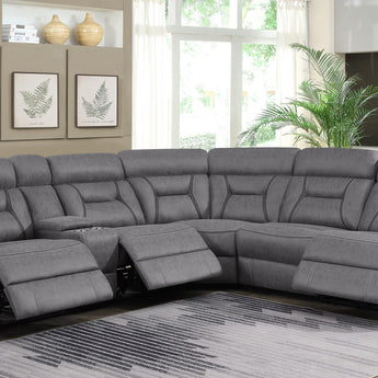 Higgins 4-Piece Upholstered Power Sectional Grey - MartincFurniture