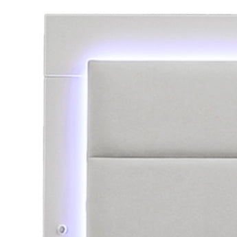 Cama King Manhattan de Lujo Blanco Alto Brillo con Cabecero LED Moderno