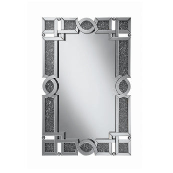 Jackie Interlocking Wall Mirror With Iridescent Panels And Beads Silver - MartincFurniture
