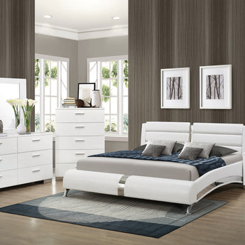 Jeremaine Eastern King Upholstered Bed White - MartincFurniture