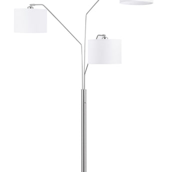 Jirou Trio Drum Shade Floor Lamp Stain Nickel - MartincFurniture