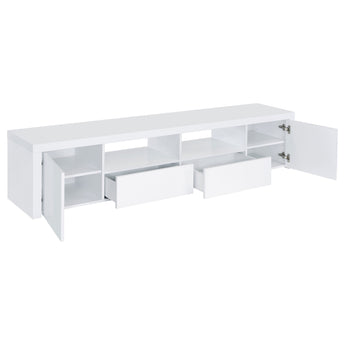 Jude 2-Door 79″ TV Stand With Drawers White High Gloss - MartincFurniture
