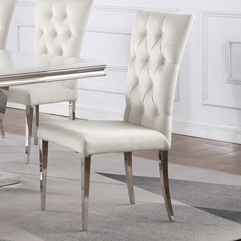 Kerwin Tufted Upholstered Side Chair White And Chrome - MartincFurniture