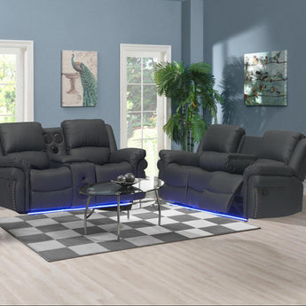 CESAR BLACK 2 PC (SOFA & LOVESEAT) - L430