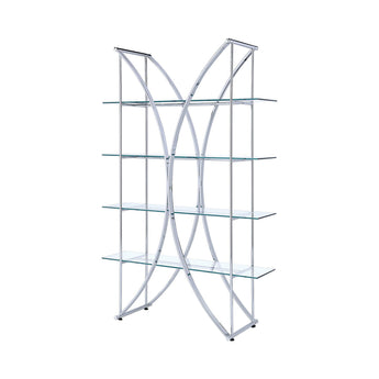 Larson 4-Tier Bookcase Chrome And Clear - MartincFurniture