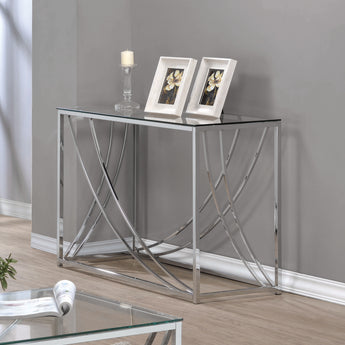 Lille Glass Top Rectangular Coffee Table Accents Chrome - MartincFurniture